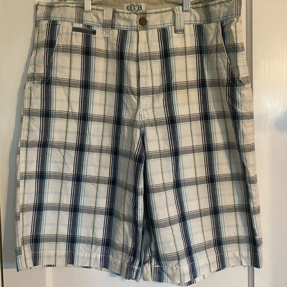 One Tough Brand OTB Shorts Men's 36 Blue/White Plaid Golf Outdoor Skater Casual